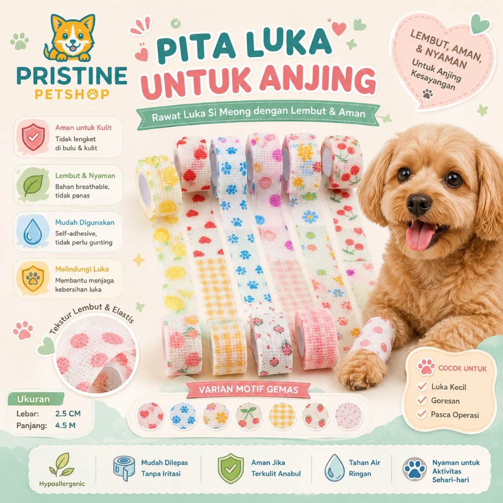 Pet elastic bandage anti dirty/Perban Elastis Berperekat Kucing dan Anjing /perban hewan peliharaan