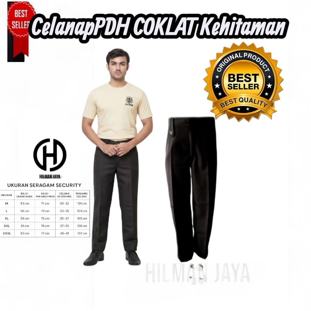Celana PDH COKLAT KEHITAMAN celana pdh panjang celana pdh Satpam  CELANA PDH COKLAT SATPAM celana pd