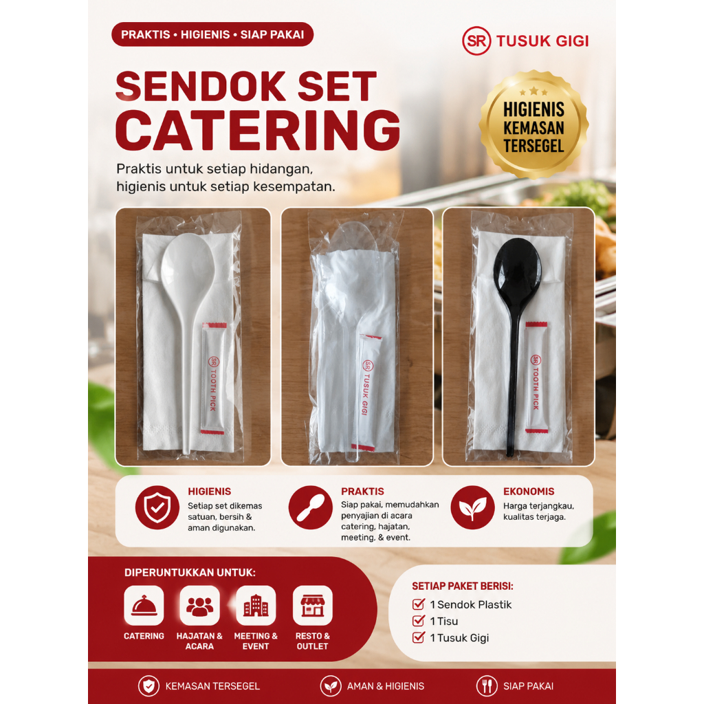 Sendok Set Catering Plastik Tisu Tusuk Gigi | Sendok Garpu Katering