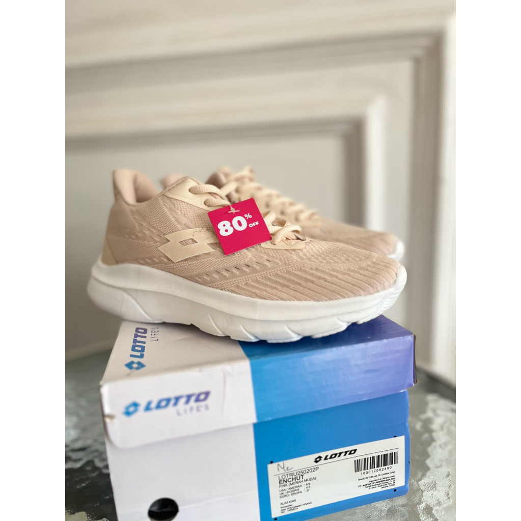 sepatu lari wanita lotto enchut beige