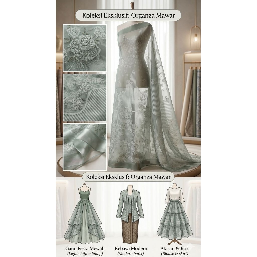 KAIN BAHAN ORGANZA MOTIF/BAHAN KAIN ORGANZA PRINTING