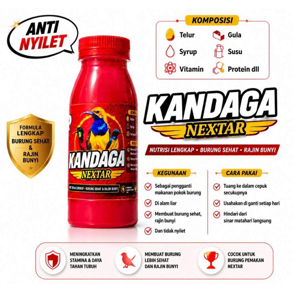 KANDAGA NEXTAR - Minuman nextar burung sogon , konin , pleci ,cucak cungkok