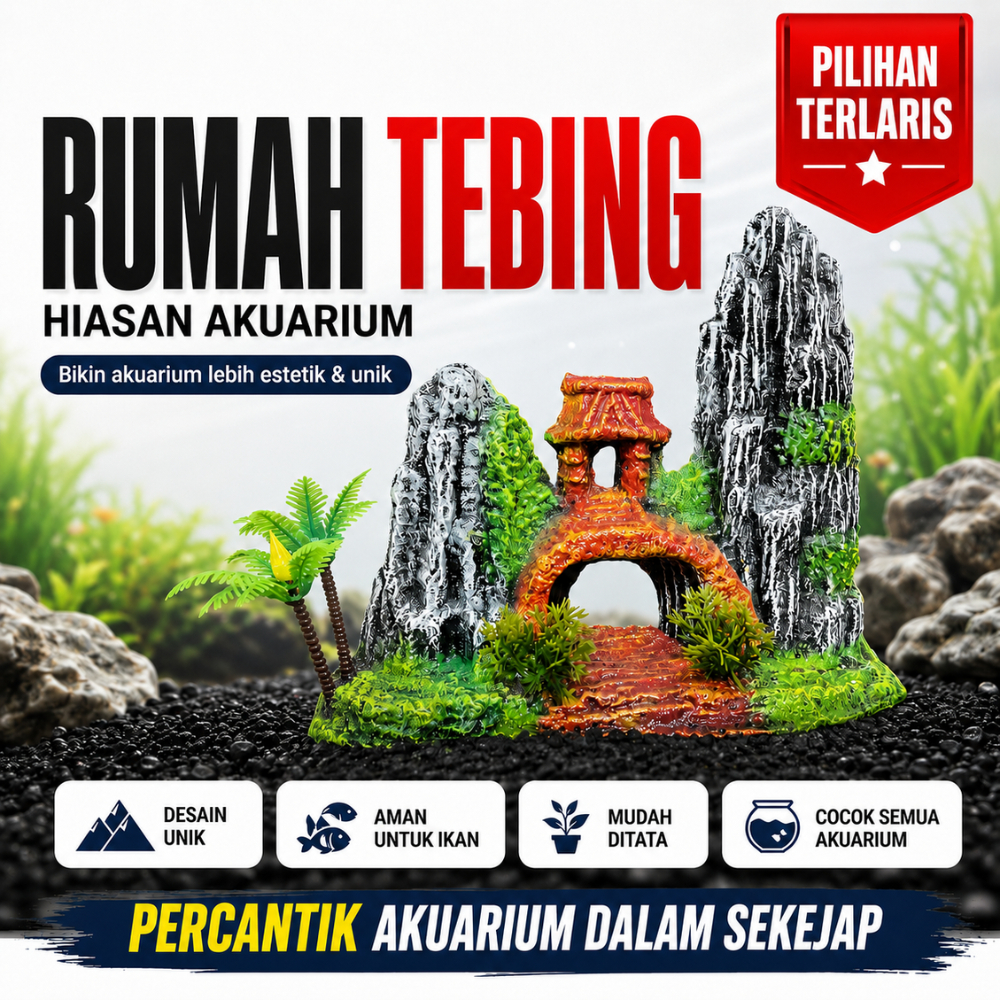 Hiasan Akuarium Rumah Tebing Besar Dekorasi Aquarium Ornamen Aquascape Aksesoris Ikan Hias
