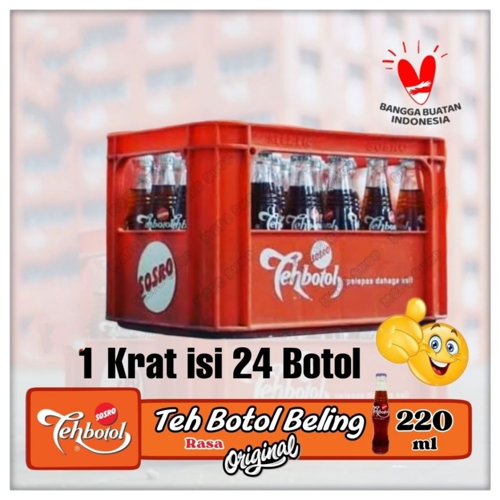 Teh Botol Sosro Kaca 1 Krat/Peti 24 botol Termurah