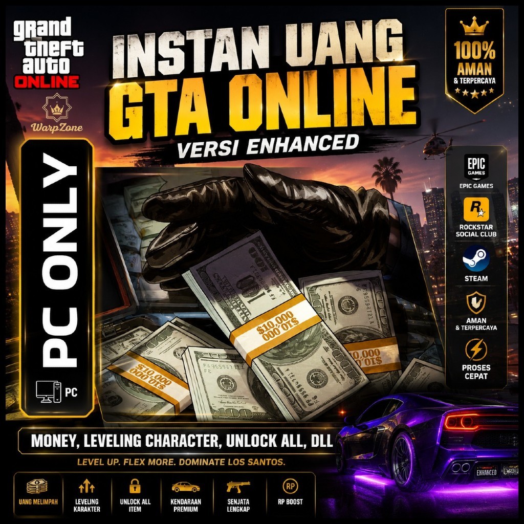 (GARANSI) UANG Cash GTA 5 ONLINE Grand Theft Auto V PC Enhanced