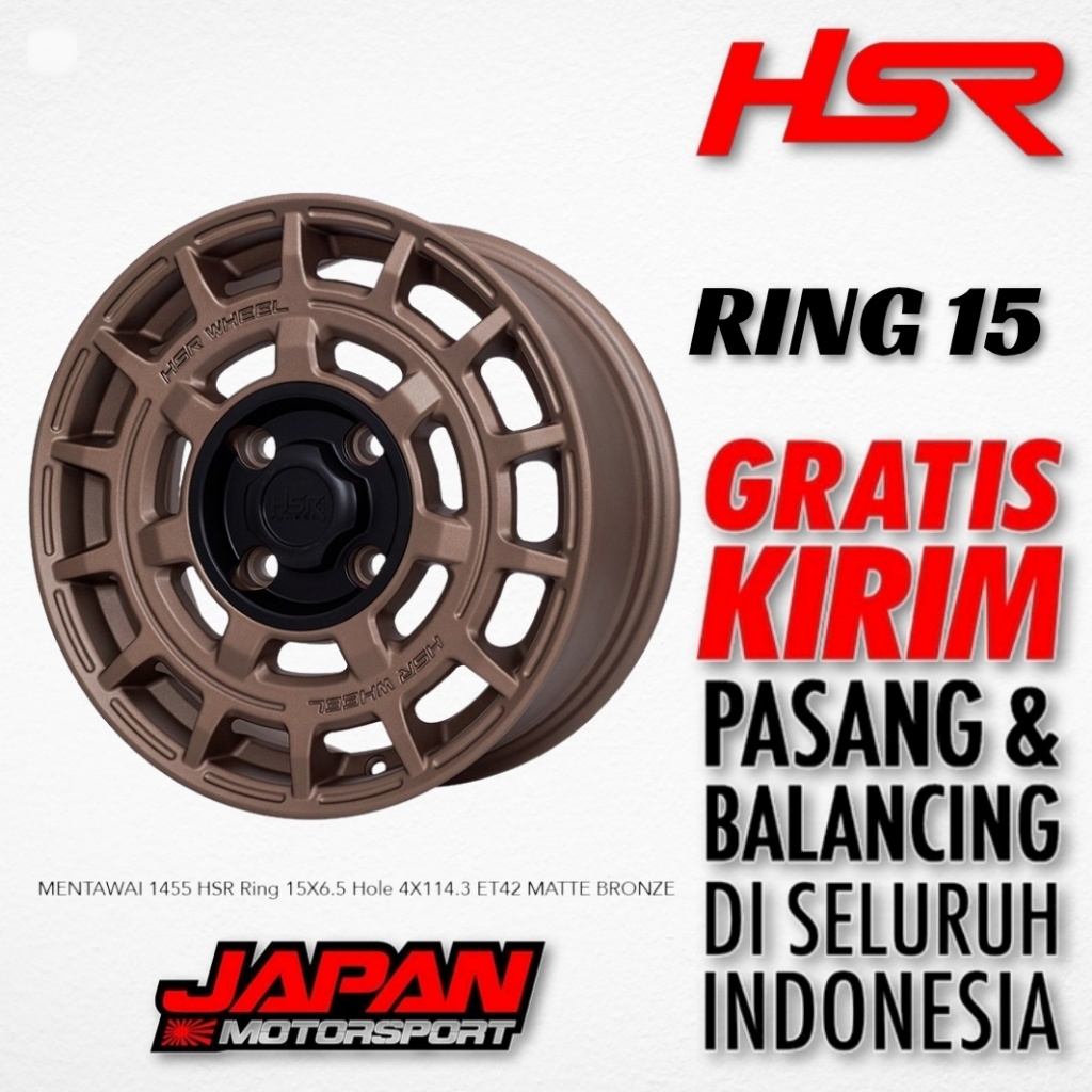Velg Mobil Rally Look Ring 15 Hsr Mentawai R15 Pcd 4X114,3 For Avanza Kijang Livina Accord Dll