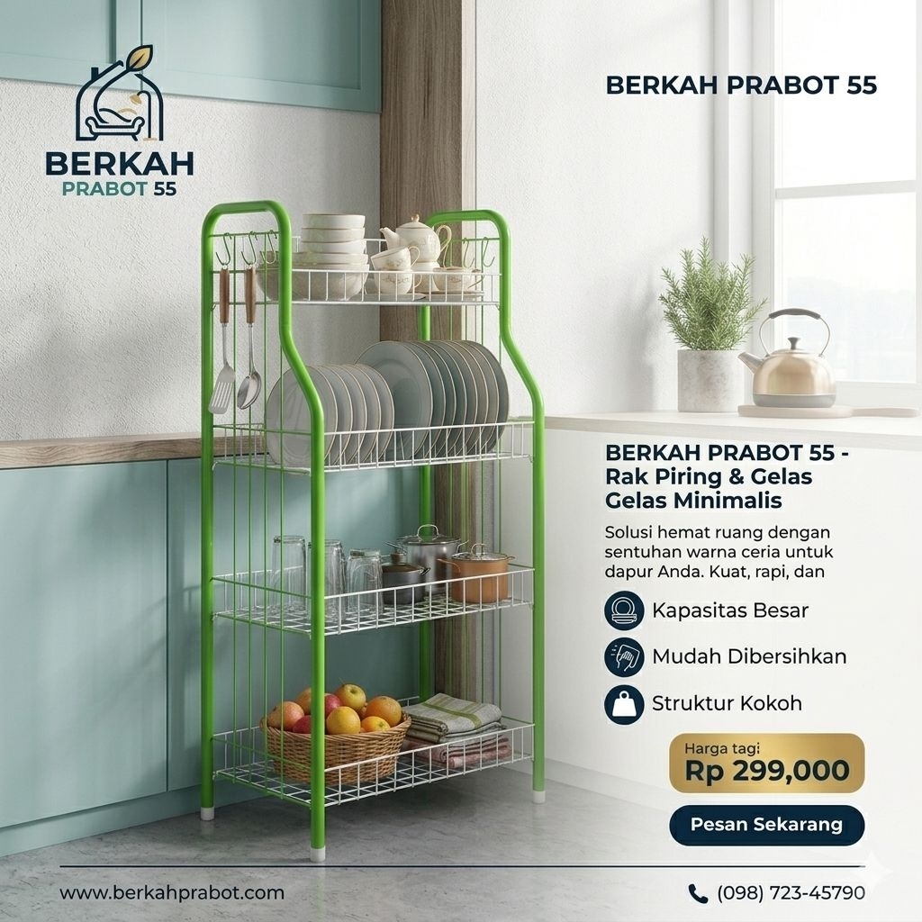 Rak Piring Besi Master 4 Susun Anti Karat - Rak Dapur Jumbo 4 Susun, Mudah Dibongkar Pasang
