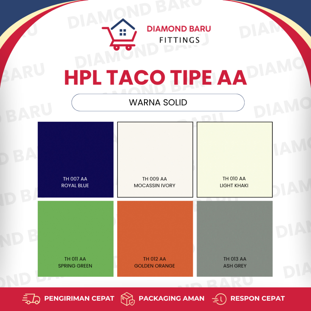 HPL TACO TIPE AA WARNA SOLID Pelapis Furniture dan Interior