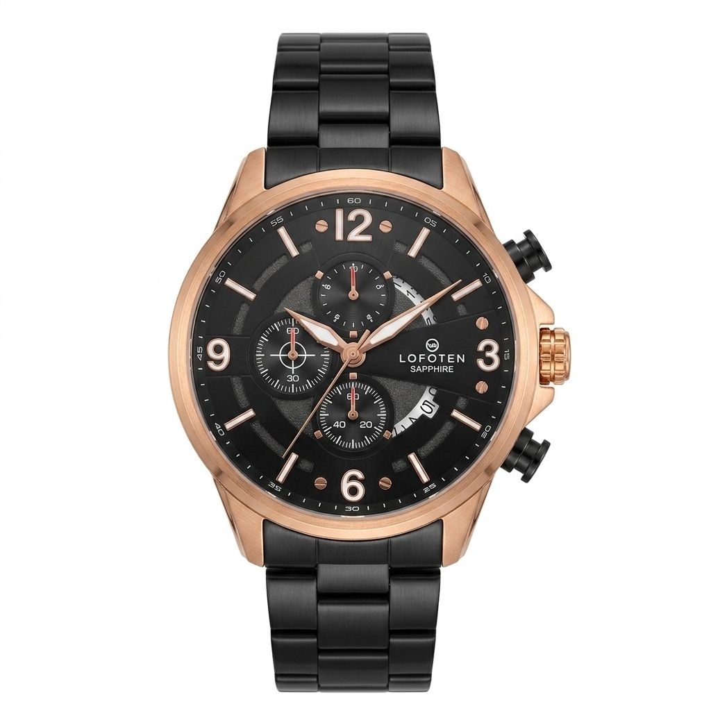 Jam Tangan Lofoten F-6507MC Rantai Hitam Original Cowok