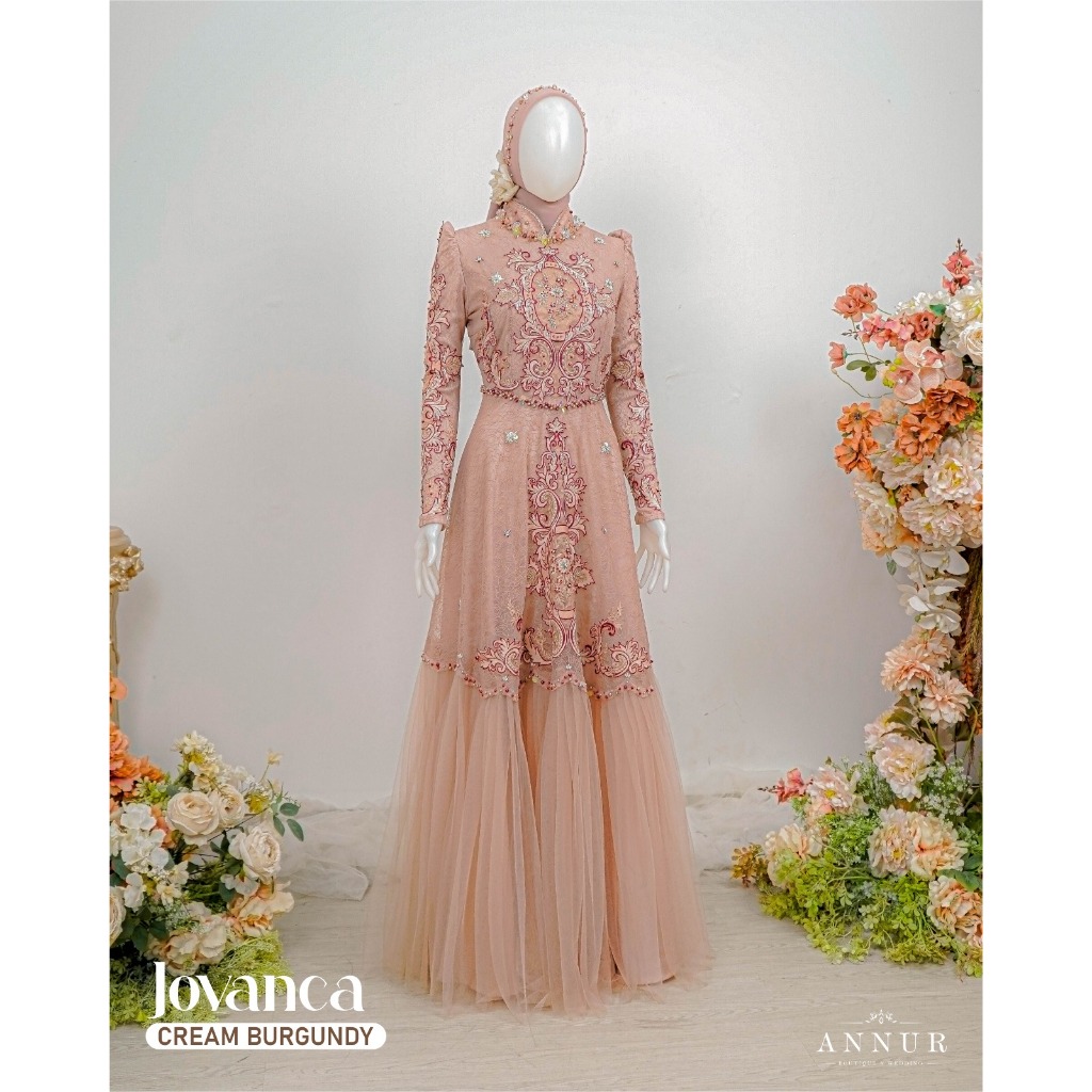 Annur Label pre order jovanca chantily premium bordir exclusive payet gaun wedding maternity