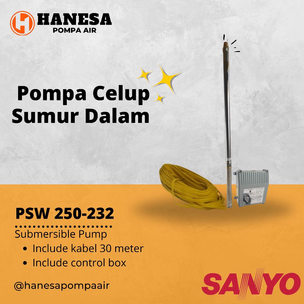 Pompa Celup Sumur dalam Sanyo PSW 250 - 232