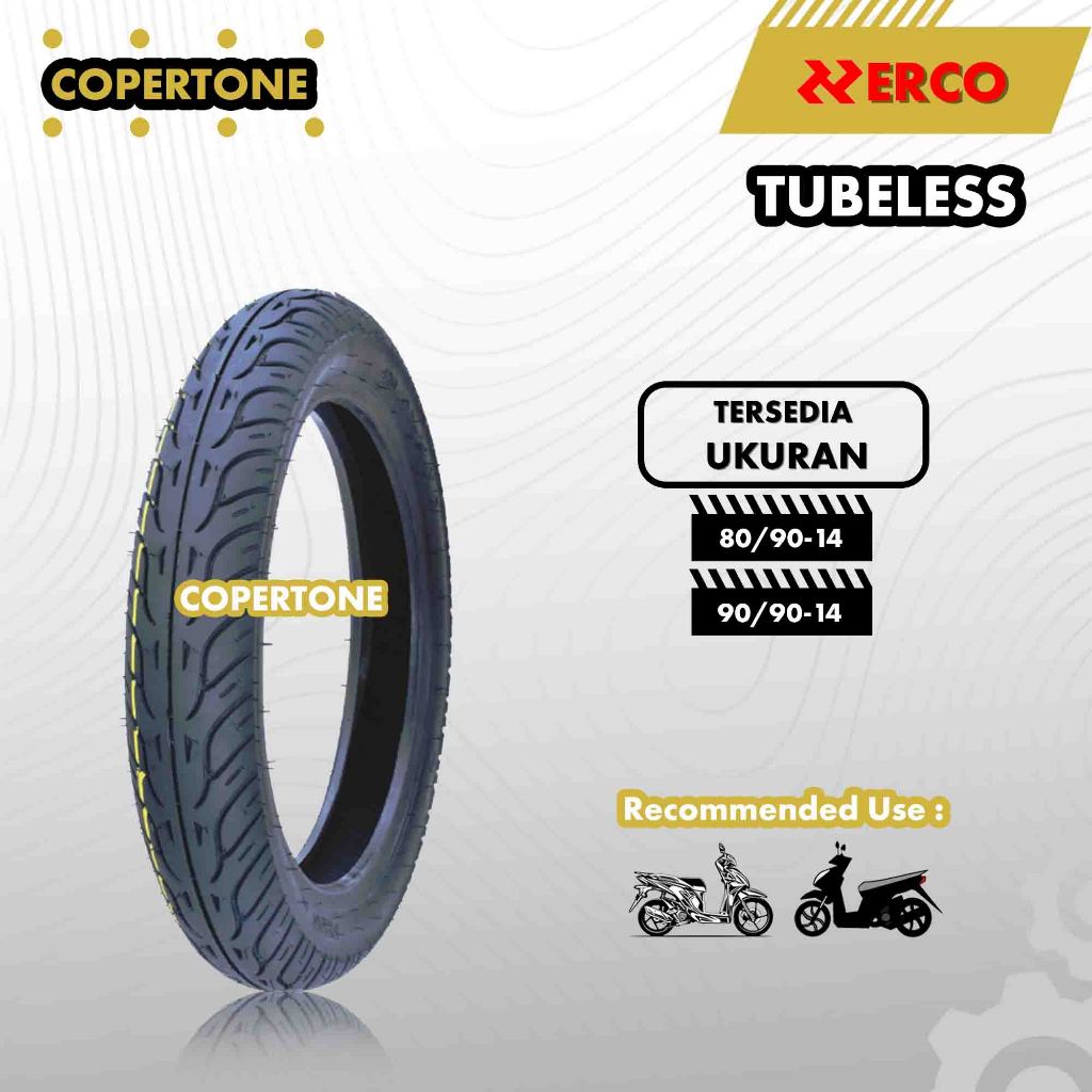 ERCO BAN LUAR MOTOR MATIC MERK ERCO 80/90 & 90/90 RING 14 TUBELESS FULL PRESS - SEMUA MOTOR MATIC