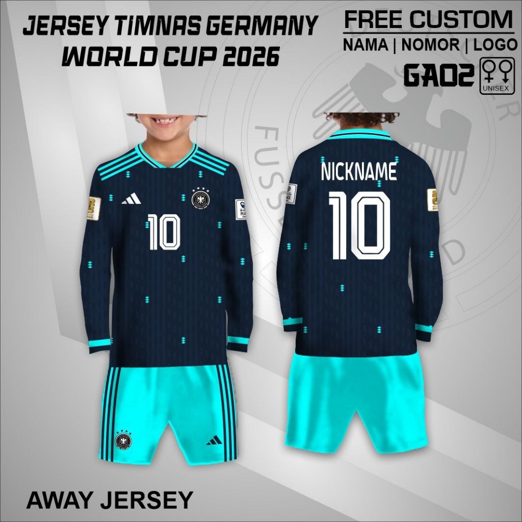 Jersey kaos anak timnas jerman 2026 home away free custom