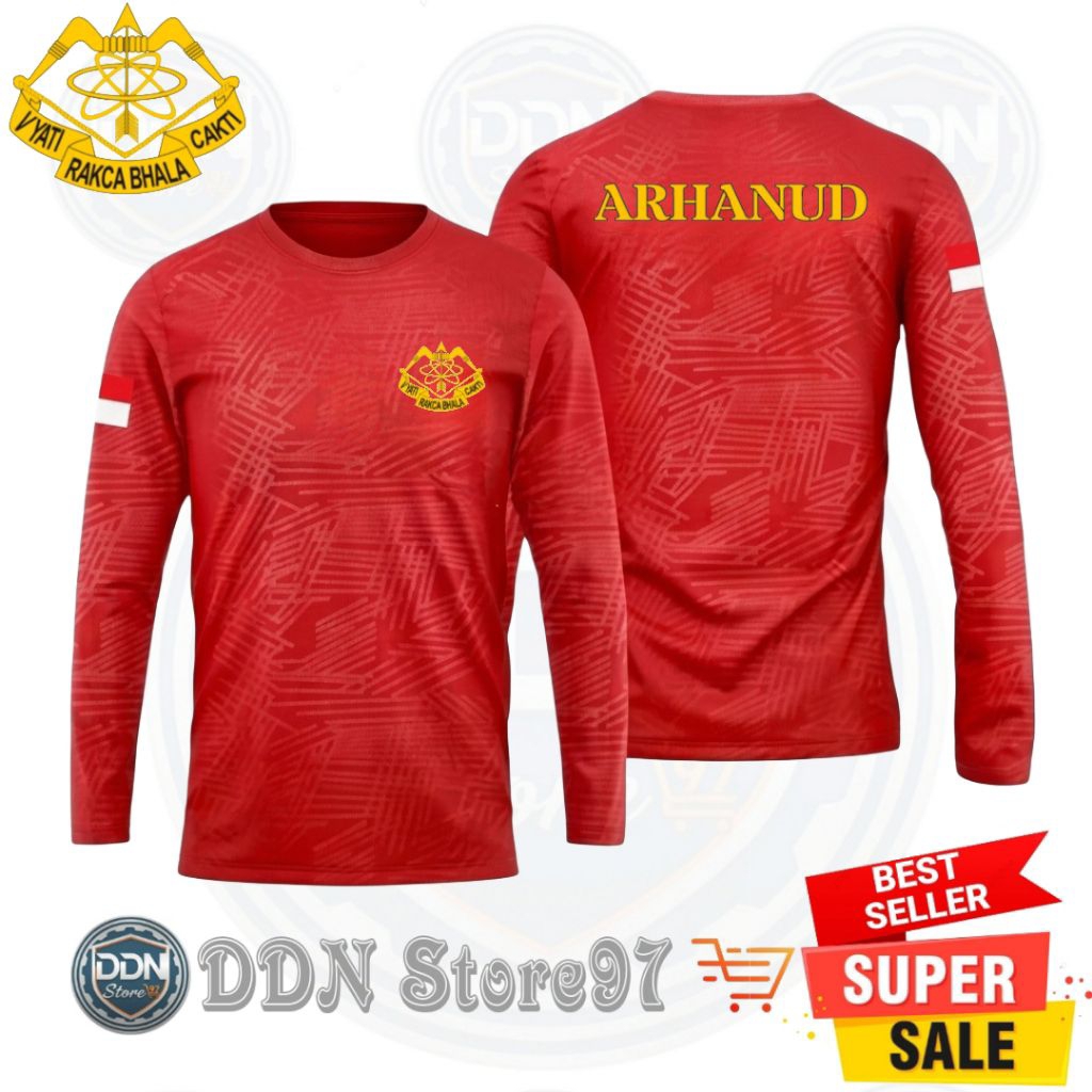 kaos ARHANUD TNI AD lengan panjang bahan Premium Dryfit Embos/Sablon DTF