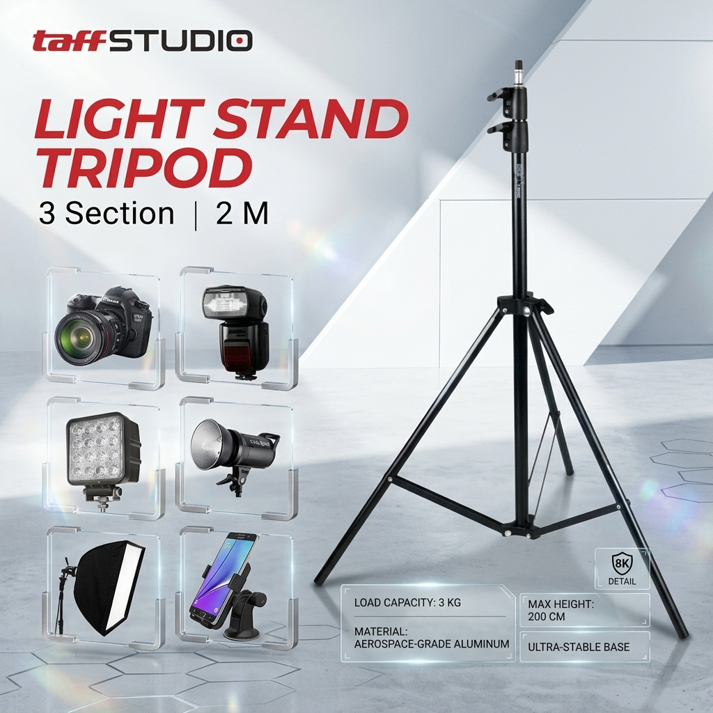 Tripod HP Kamera DSLR 2 Meter Bahan Besi Drat 1/4 Inch