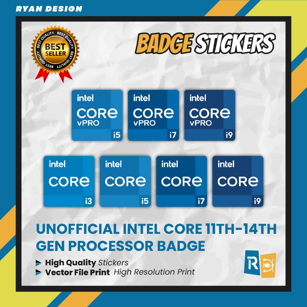 Sticker Logo Intel Core i3 i5 i7 i9 Gen 11 12 13 14 Sticker Badge Laptop
