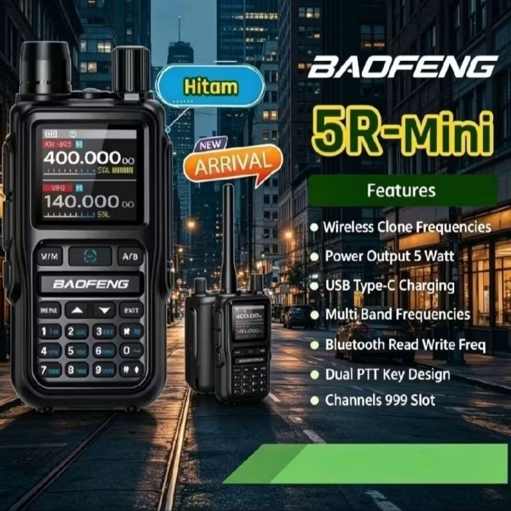 BAOFENG UV-5R mini MultiBand UHF-VHF-AM Airband Type C Charging   "HT KECIL DGN KEMAMPUAN BESAR"