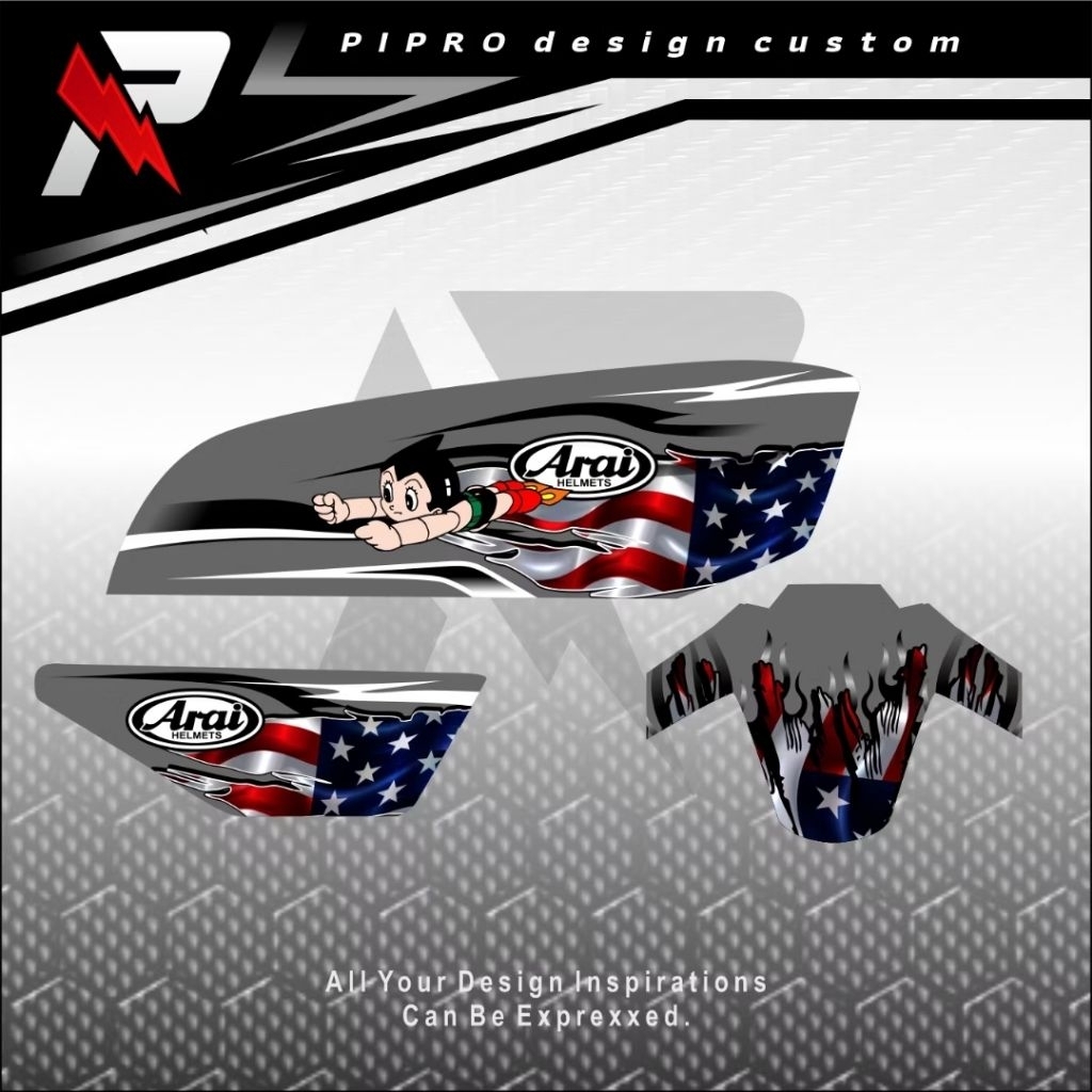 STRIPING GL 100 ARAI MOTIF AMERIKAN FLAG TRANSPARAN UV