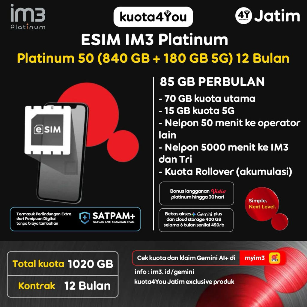 ESIM IM3 Platinum 50