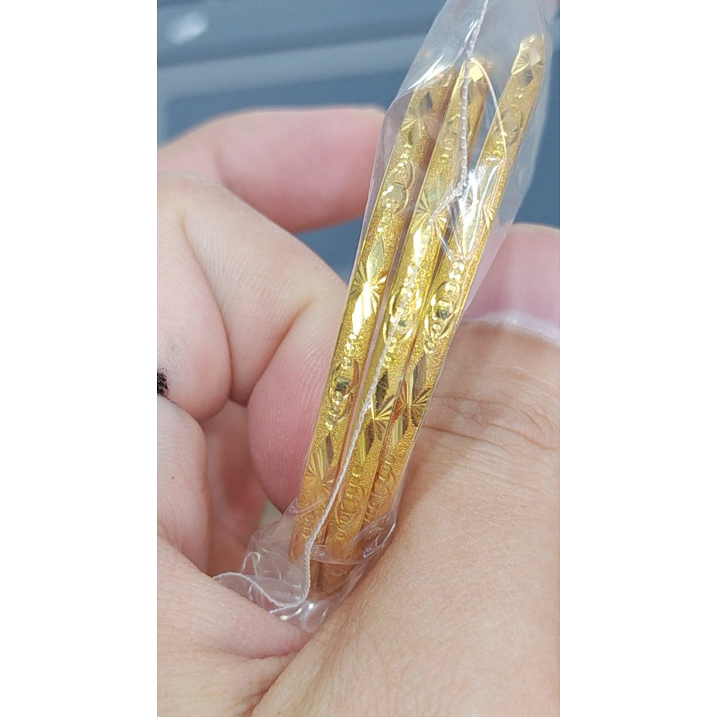 gelang keroncong kristal simple elegant emas asli kadar 700