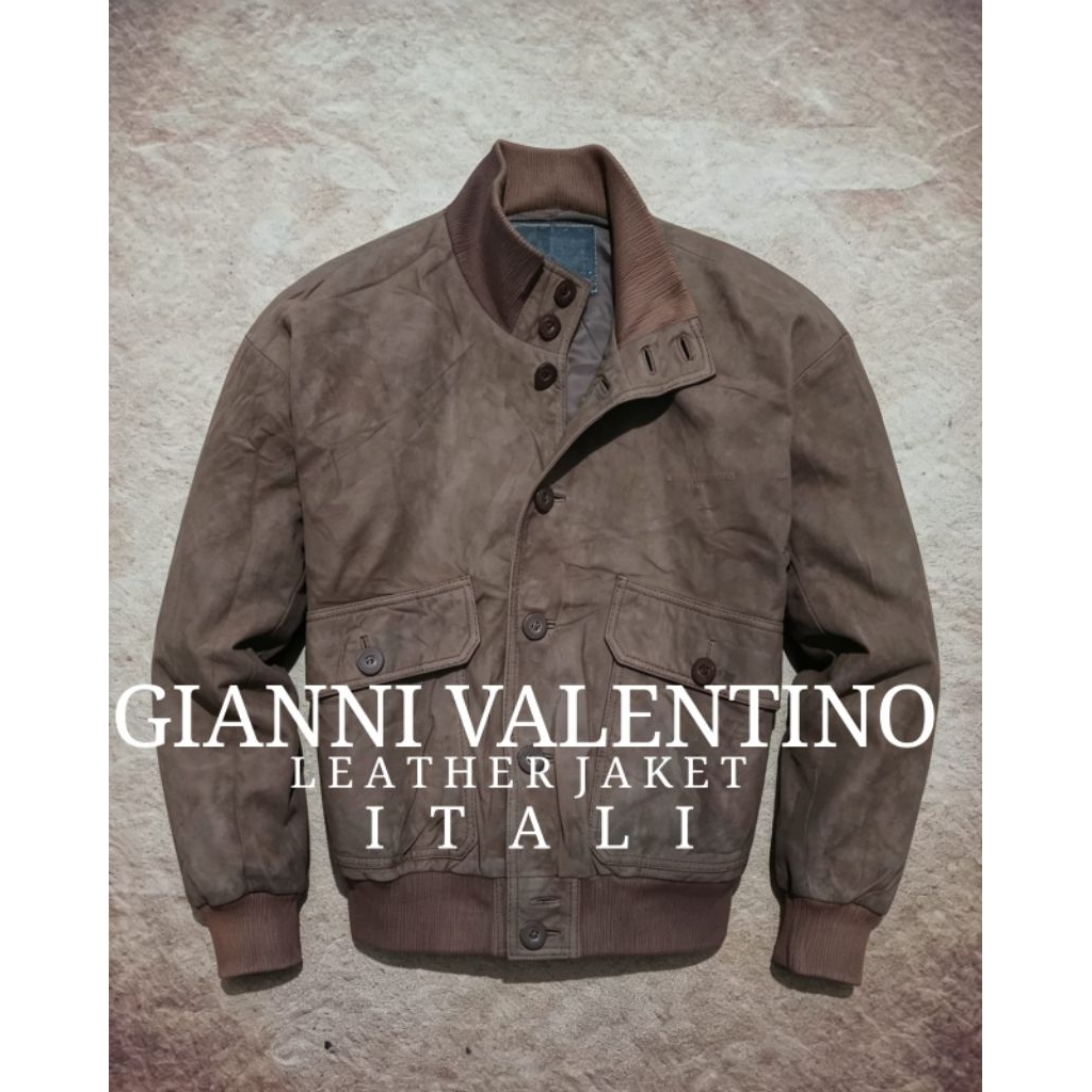 Jaket leather GIANNI VALENTINO 100% kulit suede bekas pakai