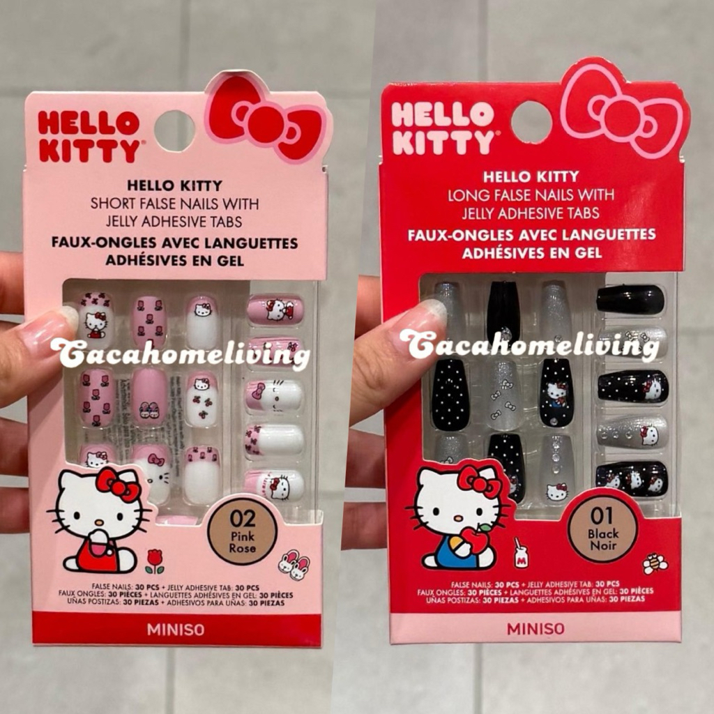 Miniso x Sanrio - Kuku Palsu / Nail Art Fake Nails / Long False Nails With Jelly Adhesive Tabs Hello