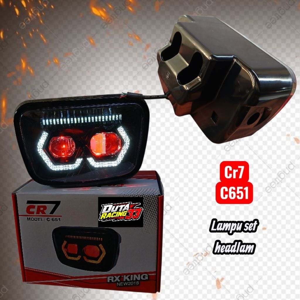 lampu depan rxking set batok dan lampu led 2 mata original cr7 c651 universal motor rx king rx spesi