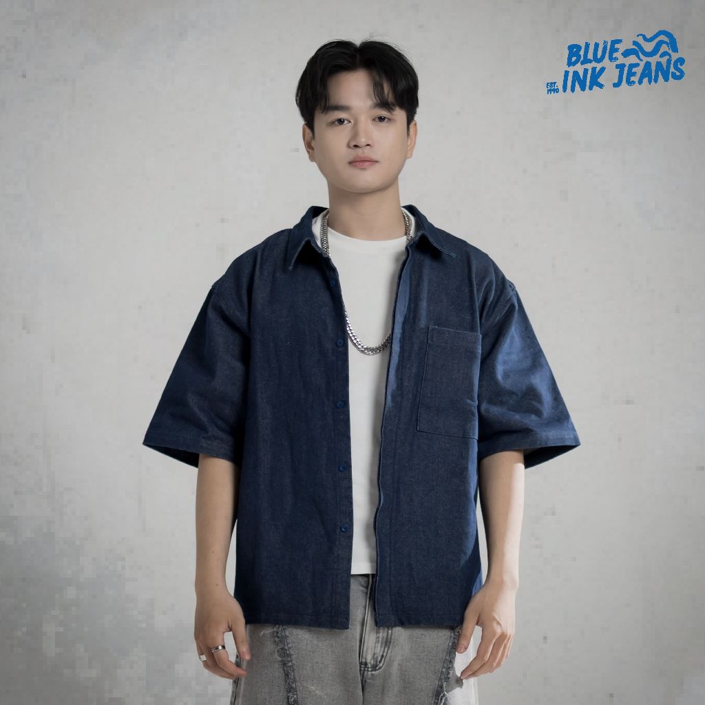 Blue Ink Jeans - Houston Outer - Korean Streetwear - Outer Pria Denim Navy Oversize