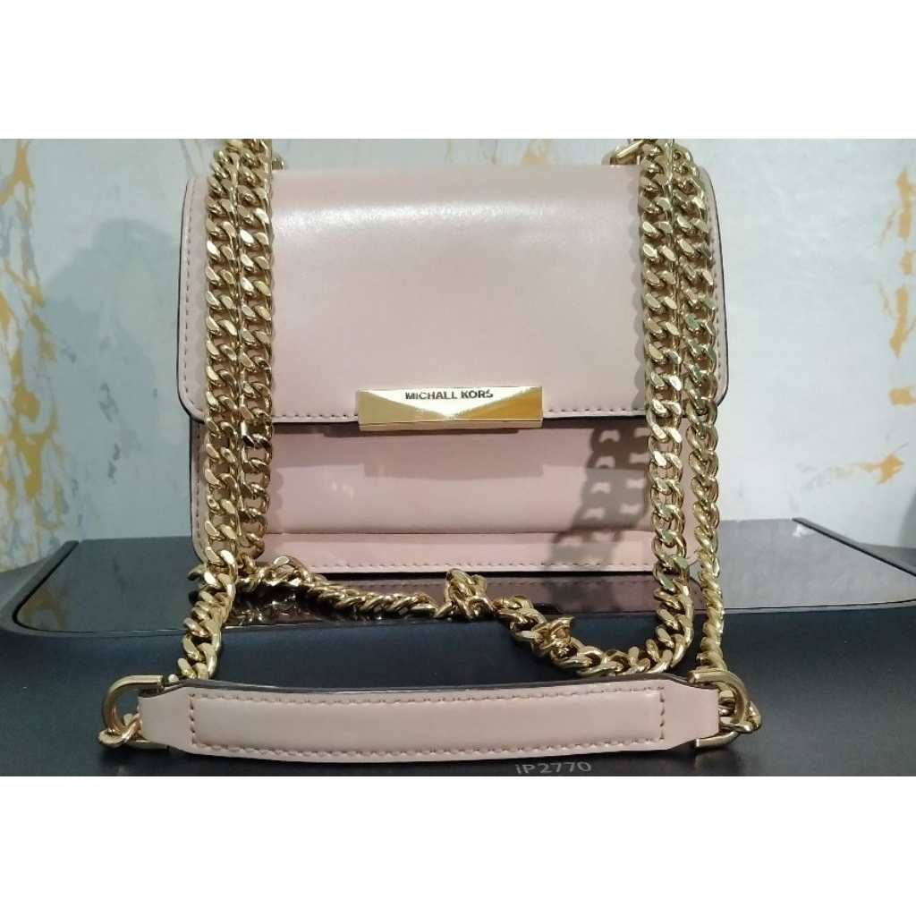 Tas MK Michael Kors Jade XS Gusset Crossbody Leather Soft Pink