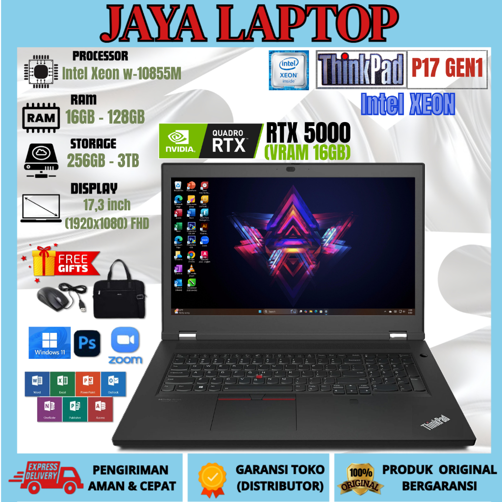 LAPTOP LENOVO THINKPAD P17 GEN2 XEON W-11955M RAM 128GB / SSD 6TB NVME NVIDIA RTX