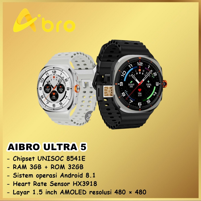 Aibro Ultra 5 Smartwatch Android 4G | Amoled 1.58 Inch” | Ram 3Gb Rom 32Gb | Camera | Sim Card | Sim