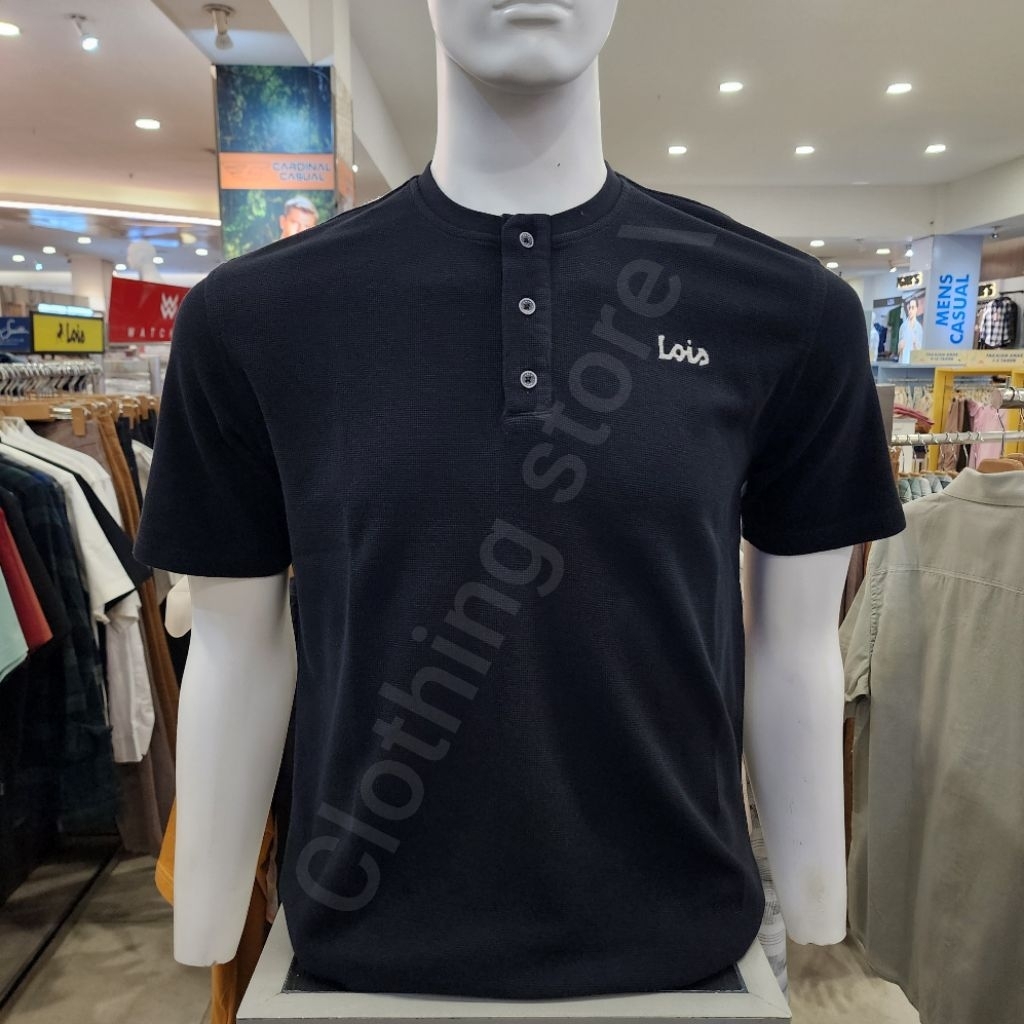 LOIS ORIGINAL kaos rajut pria lengan pendek hitam KSL2507
