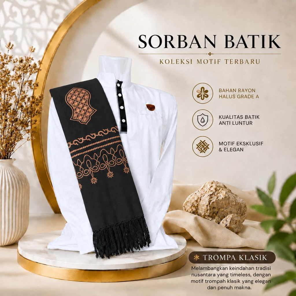 Surban Pria Kashmir Yaman Motif Batik Printing