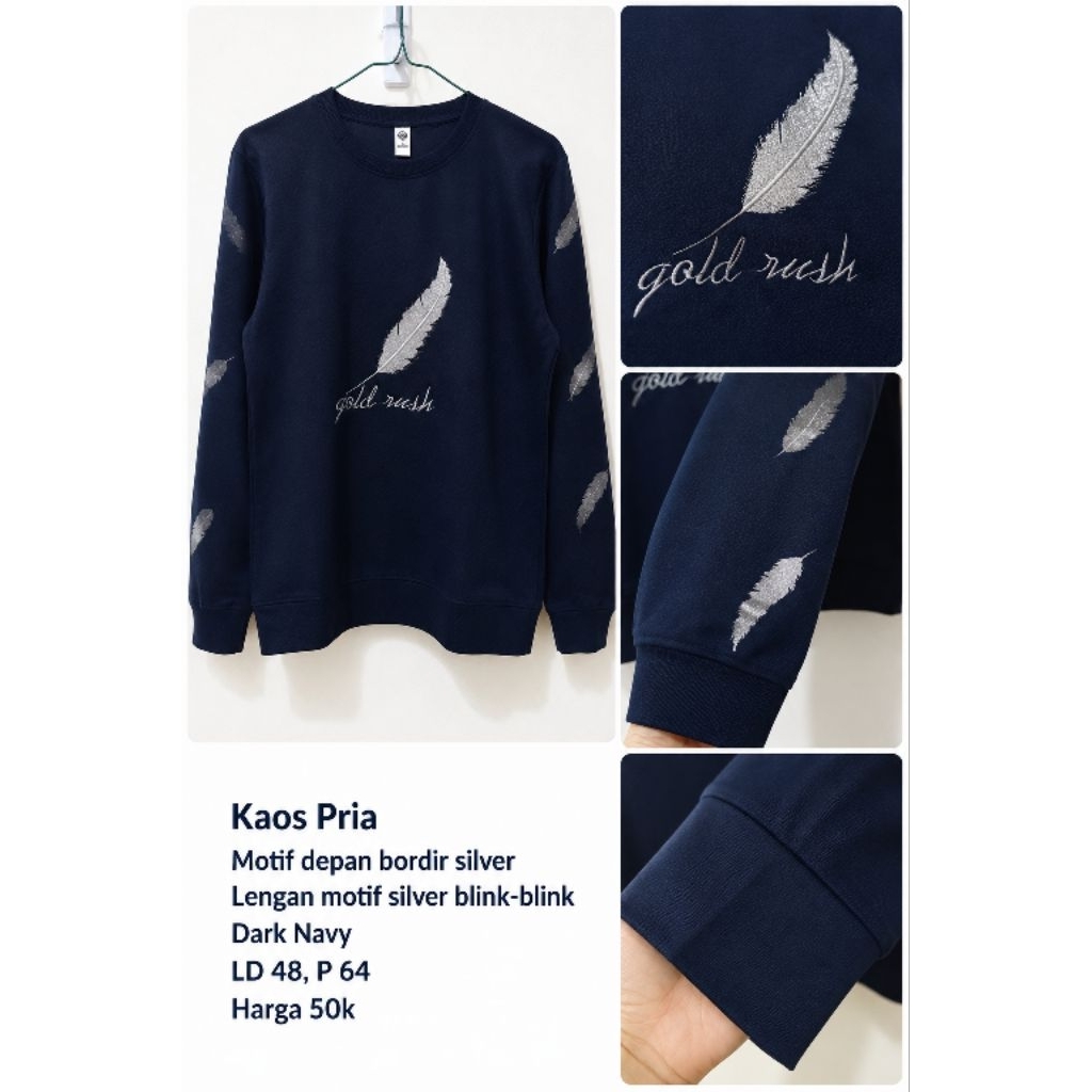 Kaos Sweater Pria - Navy Bulu