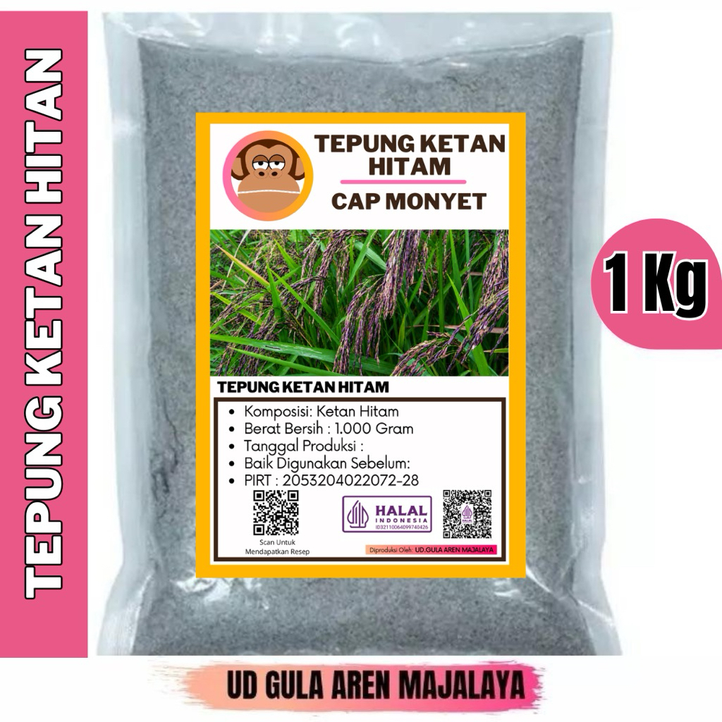 Tepung ketan hitam 1kg MURNI TANPA CAMPURAN BAHAN SUPER