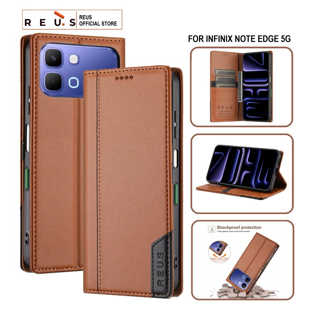 Reus Leather Case Flip Infinix Note Edge 5g Premium Magnet Shockproof Cover - REUS Official Store