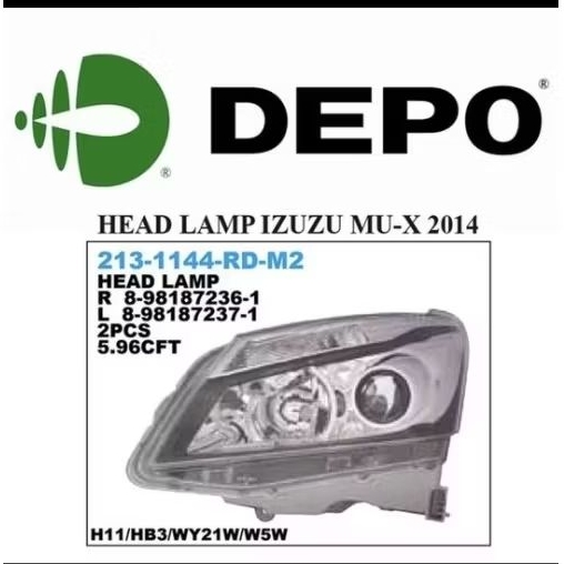 headlamp lampu depan isuzu mux 2014-2018 1pc