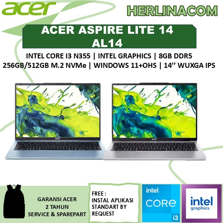 Laptop Acer Aspire Lite 14 AL14 Intel Core i3 N355 8Gb/512Gb
