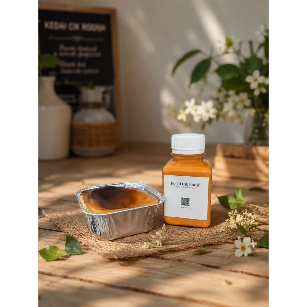 Treat Bundle Mini Burnt Cheesecake + Mini Thai Milk Tea 120ml | Dessert Box Premium