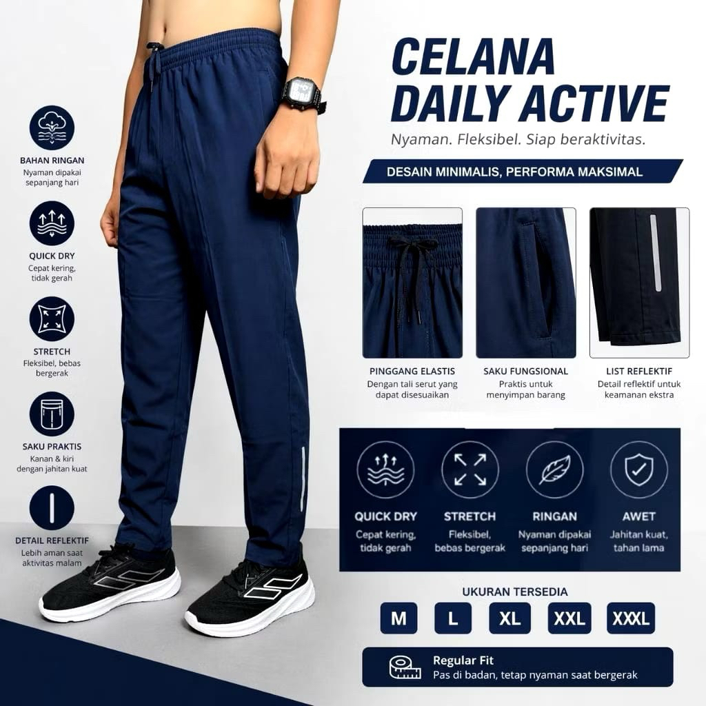 CELANA PANJANG TRAINING OLAHRAGA parasut pria wanita gym fitness jogging SENAM aerobic sporty unisex