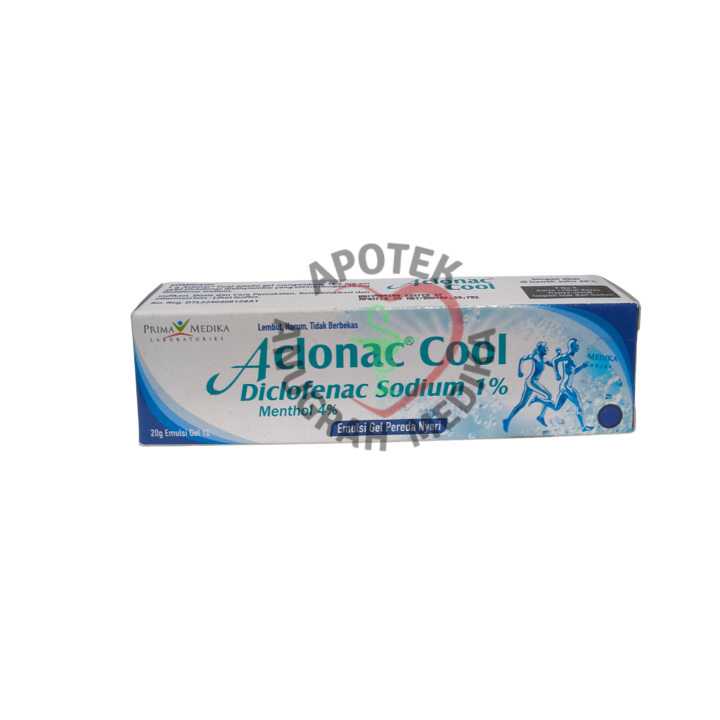 Aclonac Cool Emulsi Gel Pereda Nyeri 20 g / Diclofenac Diethylamine / Diclofenac Sodium