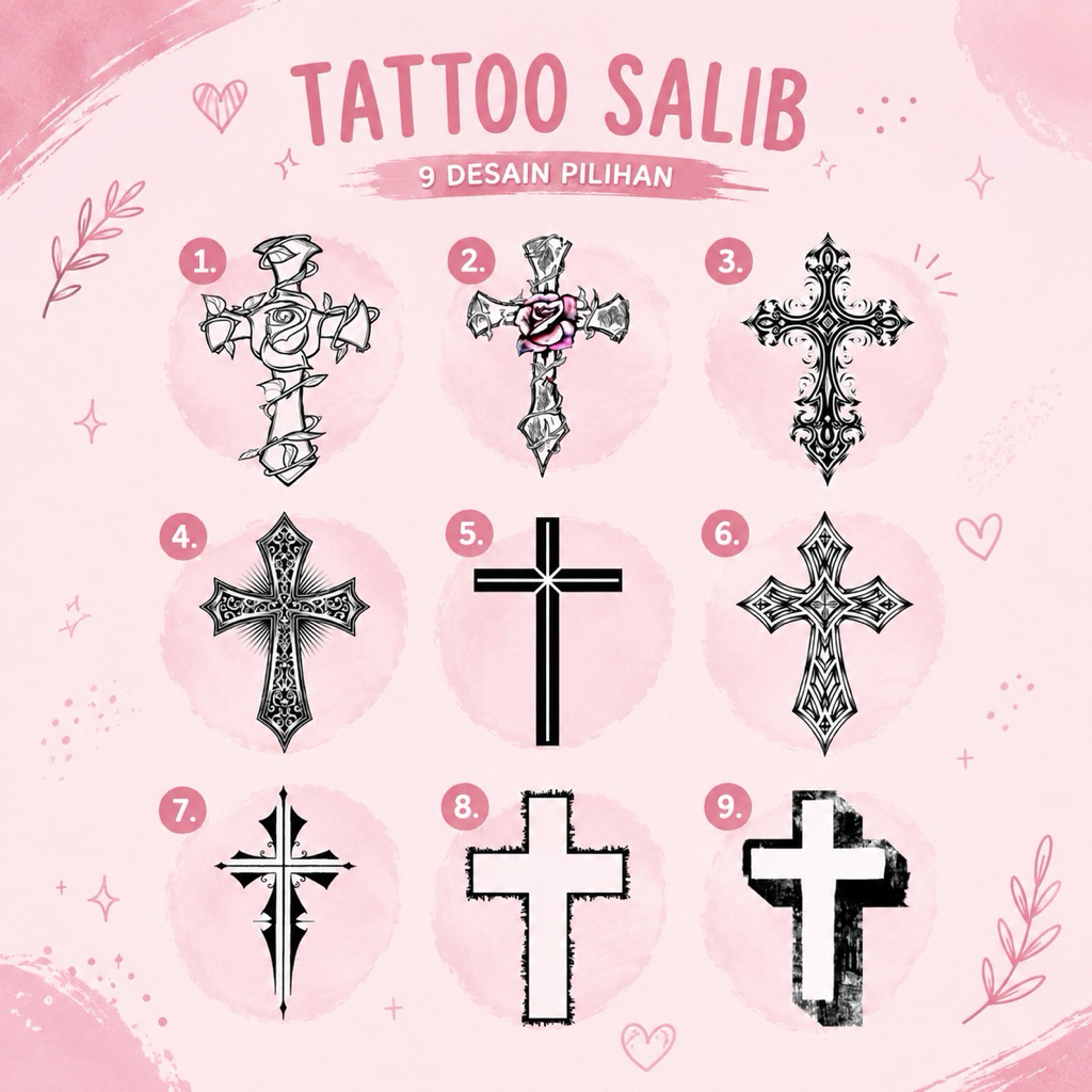 ST59 - STICKY TATTOO TEMPORARY TATO TEMPORER CUSTOM SALIB CROSS TAMBAH PLUS