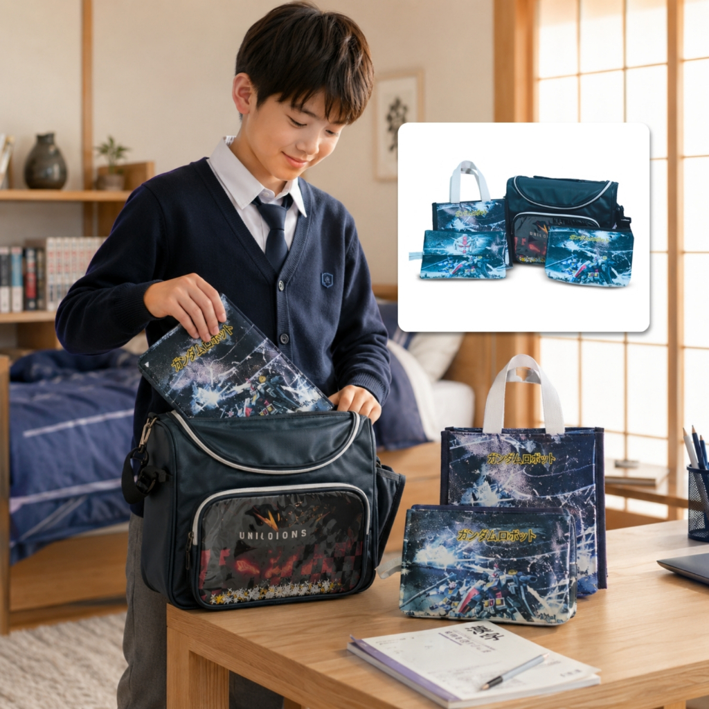 Japanese Kawaii School 4 in 1 Set | Tas Sekolah Anak Motif Jepang | Tas Anak Multifungsi | Tas Anak 