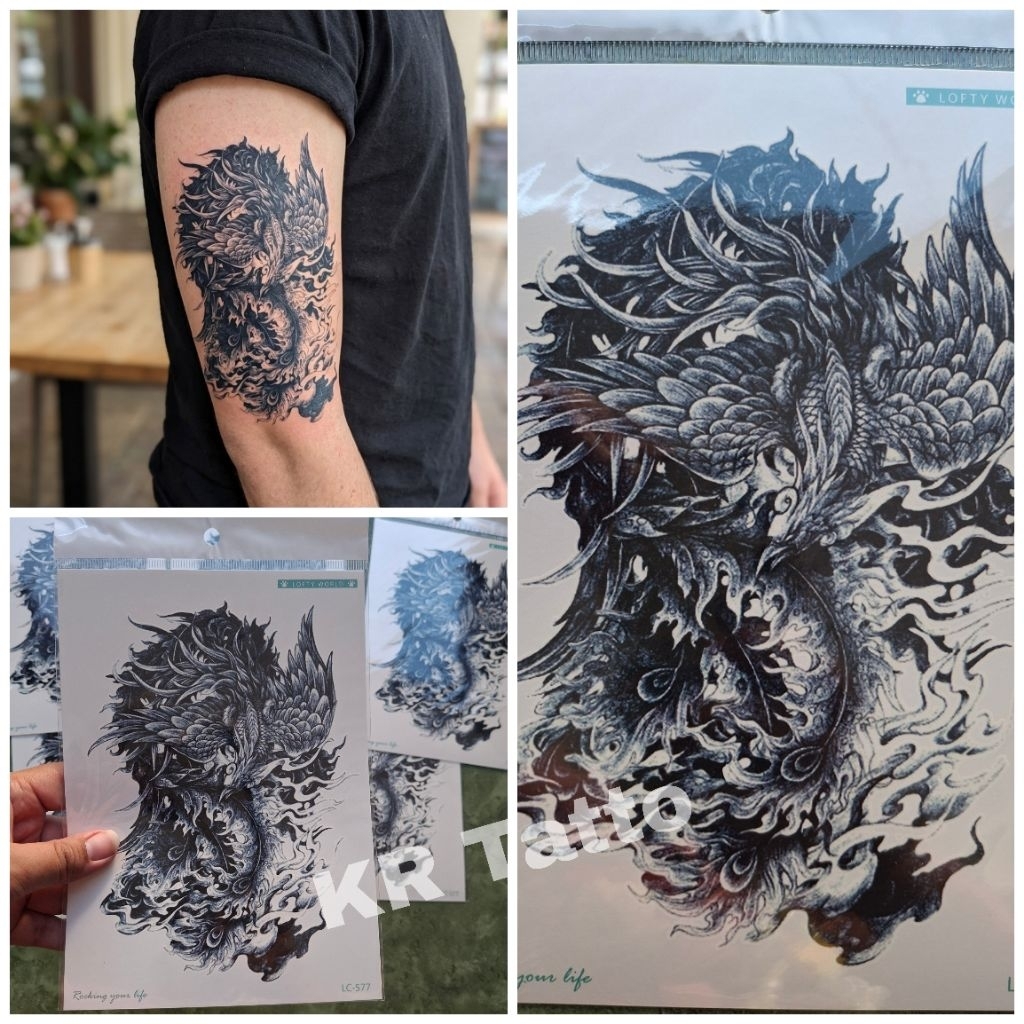 Tatto Temporer Motif NAGA KOMBINASI kode Lc_577 Size 15×21 | Tatto Temporer Tahan Air Anti Air Semen