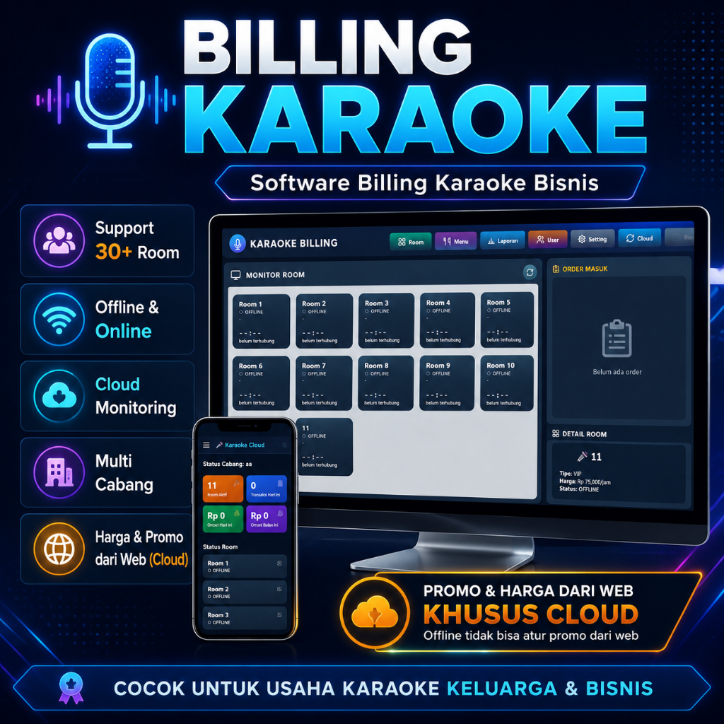Software Billing Karaoke Online Offline Support Cloud Monitoring Promo Multi Room 30+ Room