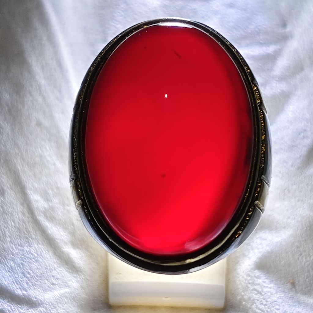 mediahikmah63 batu akik permata red baron big size jumbo 18 x 25 mm ring titanium size 8 bukan marja