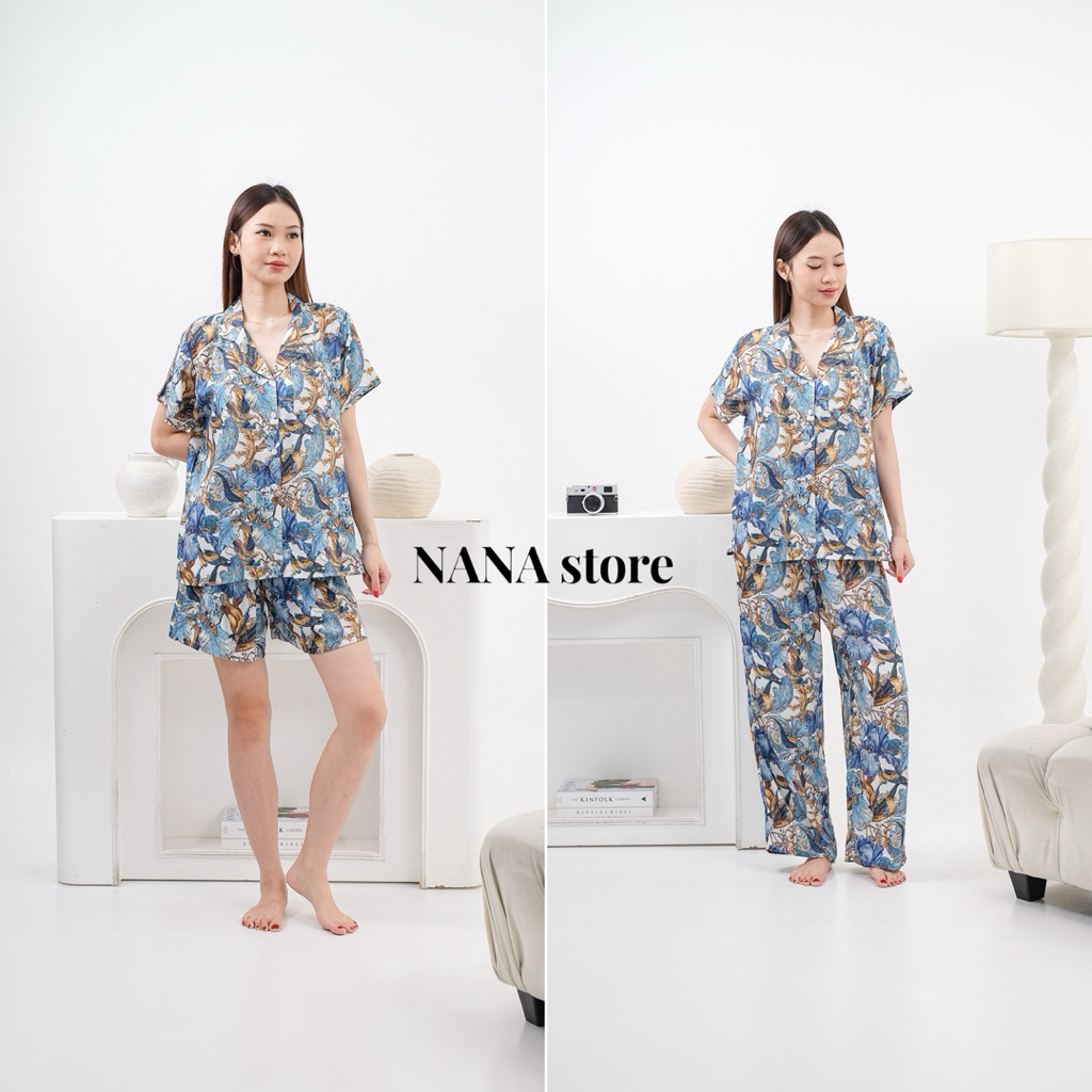 NANA / Piyama Kemeja Wanita Bahan Rayon Baju Tidur Wanita Celana Pendek dan Panjang - Twinkle