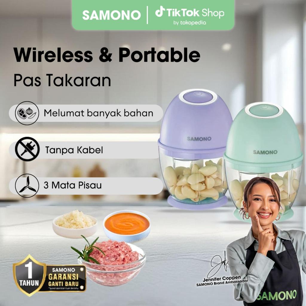 Samono Mini Chopper Portable Blender Kapasitas 450ml Penggiling Bumbu MPASI SW-L6 BATAM