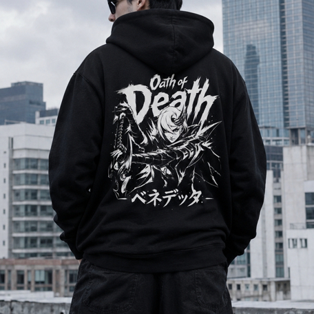 Hoodie Hitam Oversize Pria Wanita Japanese Streetwear by Xylab Project | Oath of Death