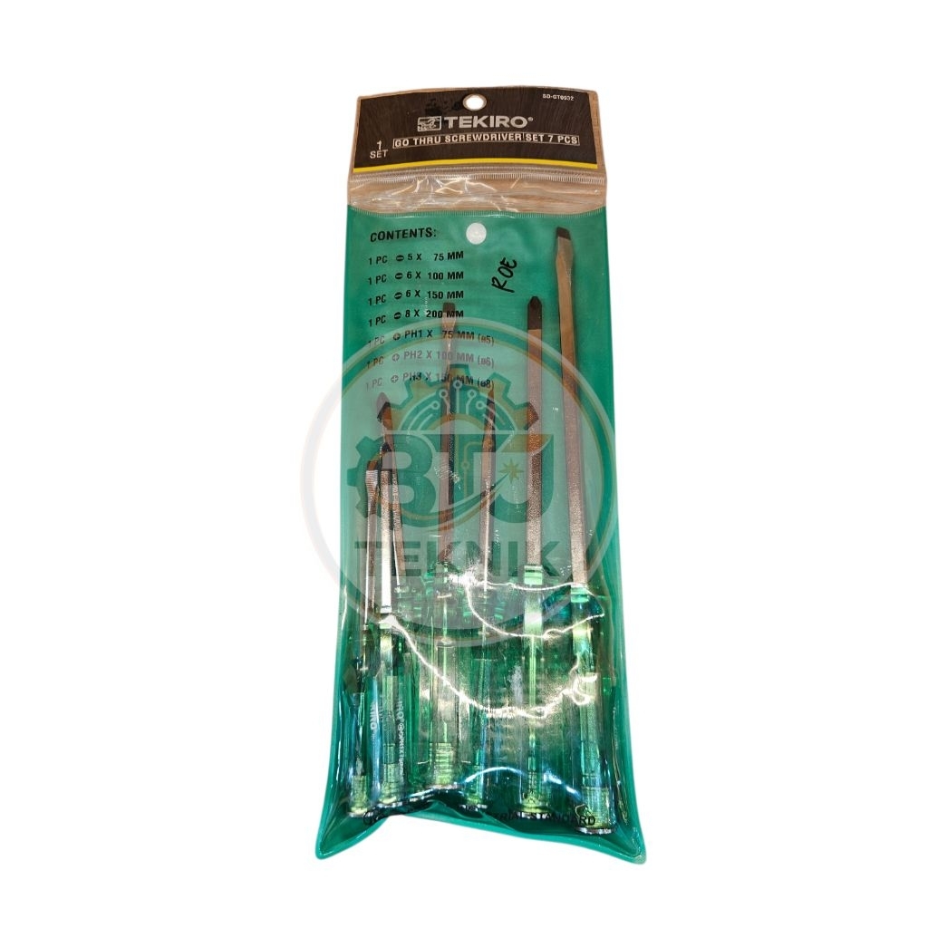 Obeng GO THRU TEKIRO 1set Screwdriver set 7pcs obeng ketok